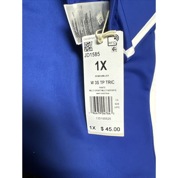 Adidas Women's Essentials Warm-up Slim Tapered 3-Stripes Track Pants, Blue, 1X - Picture 5 of 6